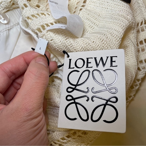 NEW! LOEWE- Crocheted Cotton Halterneck Mini Dress Off White Beige Size Large - Picture 9 of 10